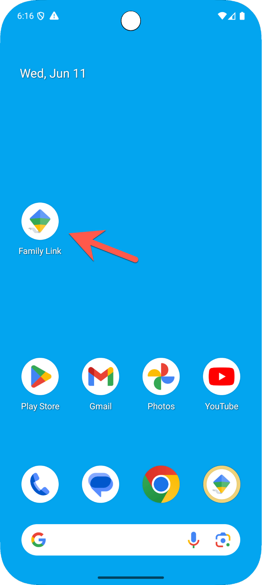 Phone screen showing how to access Family Link parent access code Step 2