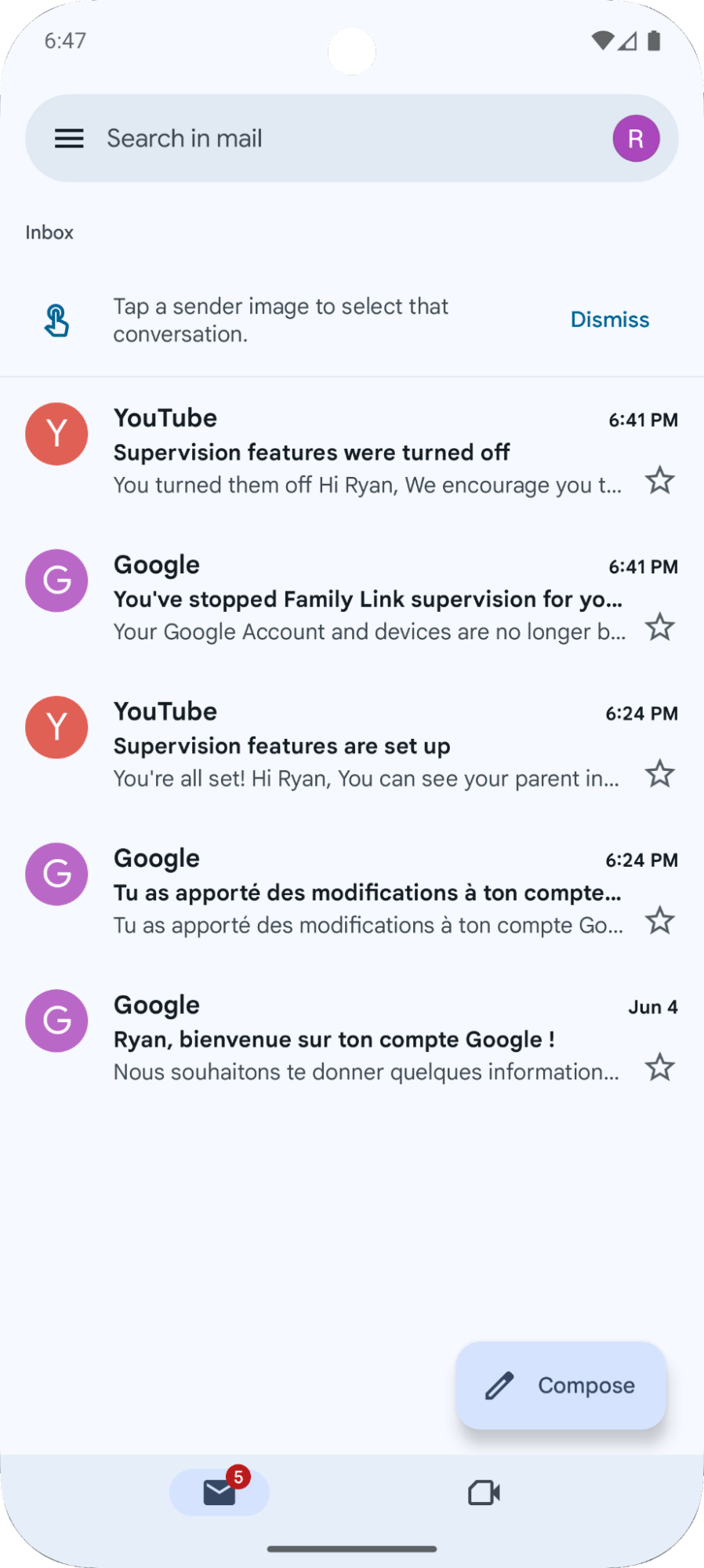 Phone screen showing end of Family Link supervision 